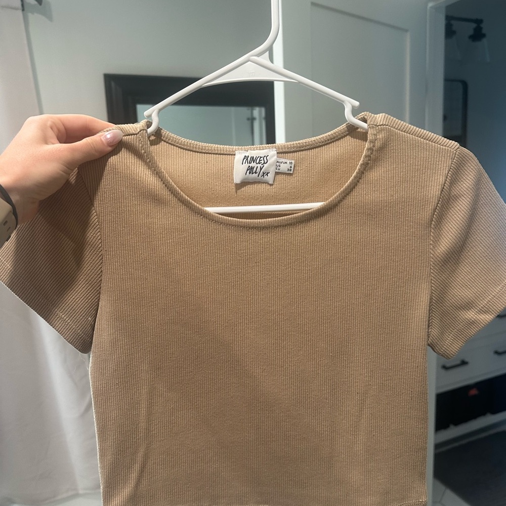 Princess Polly Beige Ribbed Tee